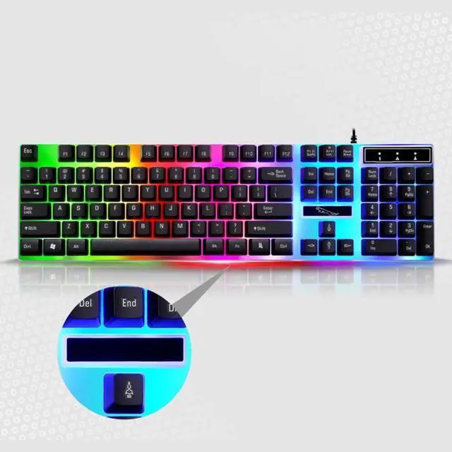 Alt view image 5 of 7 - Gaming Keyboard and Mouse Combo, LED Rainbow Backlit Keyboard with 104 Key Computer PC Gaming Keyboard for PC/Laptop (Black)