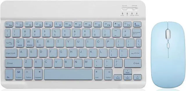 Main image of Wireless Keyboard and Mouse Combo, Ultra-Slim 78 Keys bluetooth Keyboard for Tablet, Support Windows, Mac, IOS, Android Devices, Blue