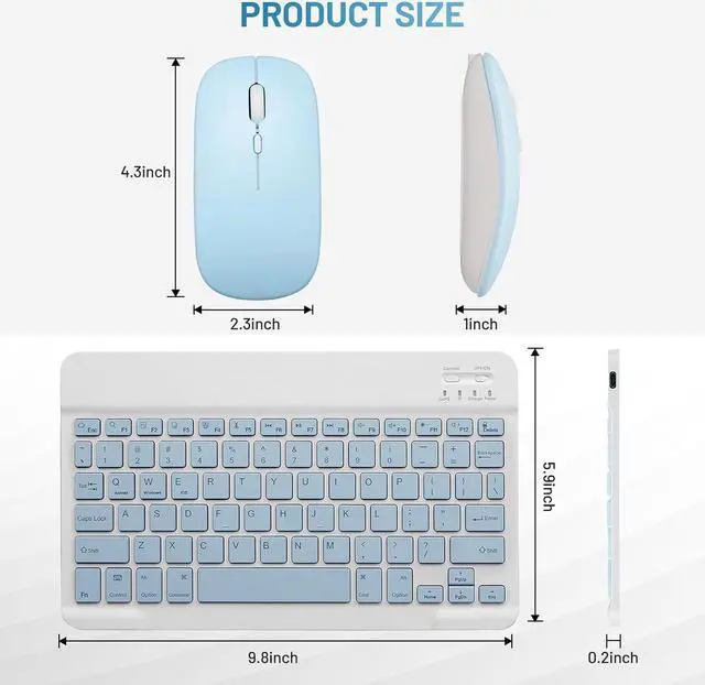 Alt view image 4 of 6 - Wireless Keyboard and Mouse Combo, Ultra-Slim 78 Keys bluetooth Keyboard for Tablet, Support Windows, Mac, IOS, Android Devices, Blue