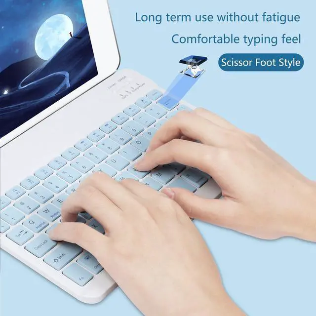 Alt view image 5 of 6 - Wireless Keyboard and Mouse Combo, Ultra-Slim 78 Keys bluetooth Keyboard for Tablet, Support Windows, Mac, IOS, Android Devices, Blue