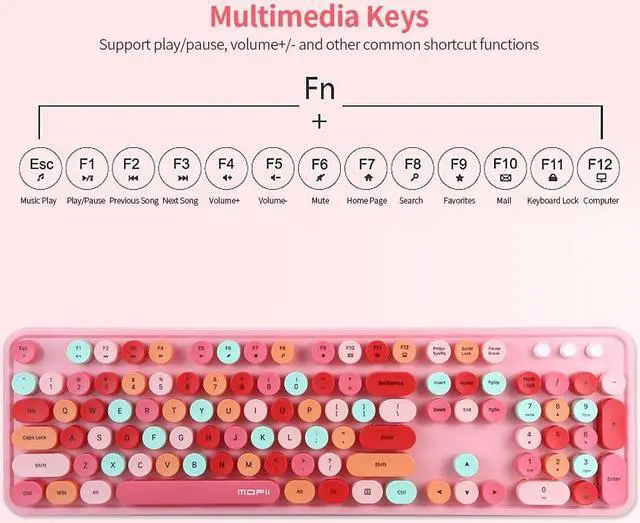 Alt view image 7 of 7 - Keyboard Combo Mixed Color 2.4G Wireless Keyboard Set Circular Suspension Key for PC Laptop Purple