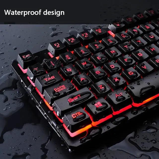 Alt view image 5 of 7 - Gaming Keyboard and Mouse Combo with Headset, K59 RGB Backlit 3 Colors Keyboard, 6 Button 4DPI USB Wired Gaming Mouse, Lighted Gaming Headset with Microphone Set For Gamer