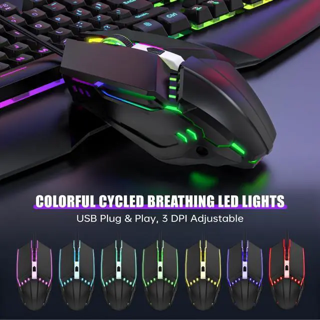 Alt view image 5 of 7 - Gaming Keyboard and Mouse Combo, LED RGB Backlit Wired Keyboard 114 Keys Mechanical Feel Anti-ghosting Keyboard & 7 Colors Mouse with 12 Multimedia Keys for Windows/XP/Vista PC Laptop Computer Gamer
