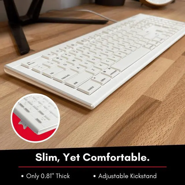 Alt view image 7 of 7 - 104 Key USB A Wired Keyboard W/ Apple 15 Shortcut Keys and 3 Button Optical Soft Click Mouse Combo for Mac Windows PC & Chromebook White