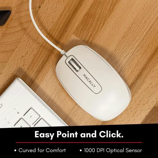 Alt view image 6 of 7 - 104 Key USB A Wired Keyboard W/ Apple 15 Shortcut Keys and 3 Button Optical Soft Click Mouse Combo for Mac Windows PC & Chromebook White