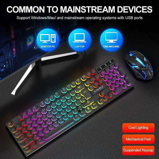Alt view image 6 of 7 - Gaming Keyboard and Mouse and Gaming Headset & Mouse Pad, Wired LED RGB Backlight Bundle for PC Windows 7/8/10/11 Xbox one PS4 PS5 - 4 in 1 Black Edition