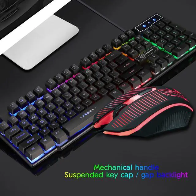 Alt view image 2 of 2 - Keyboard and Mouse Combo Gaming Mechanical Color Breathing Backlight 104 Keys