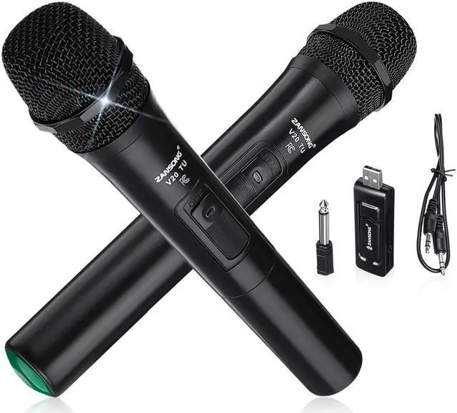 Main image of 2-Pack Dual USB Professional VHF Wireless Microphone System Kits with Receiver for Karaoke, Operates frequency 658.8  658.8 Mhz band, Voice Amplifier, Sing, Speech Conference etc