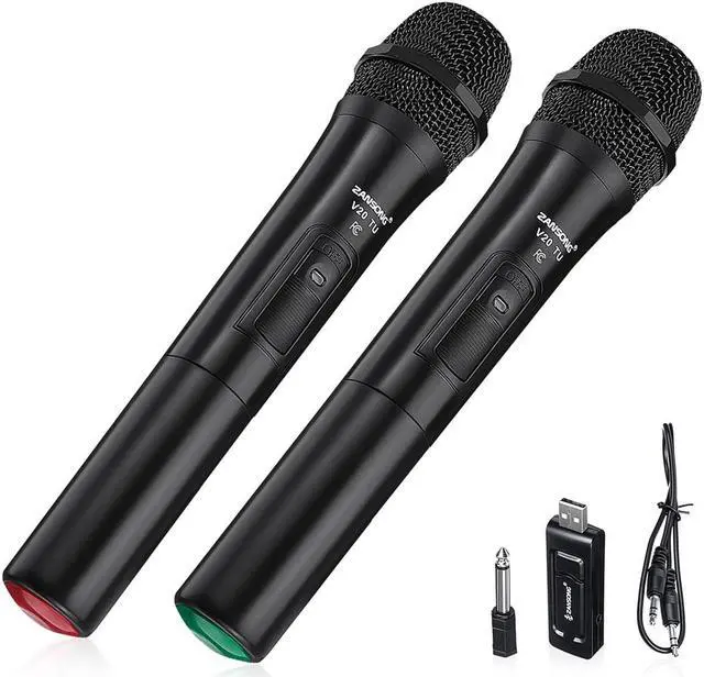 Alt view image 3 of 5 - 2-Pack Dual USB Professional VHF Wireless Microphone System Kits with Receiver for Karaoke, Operates frequency 658.8  658.8 Mhz band, Voice Amplifier, Sing, Speech Conference etc