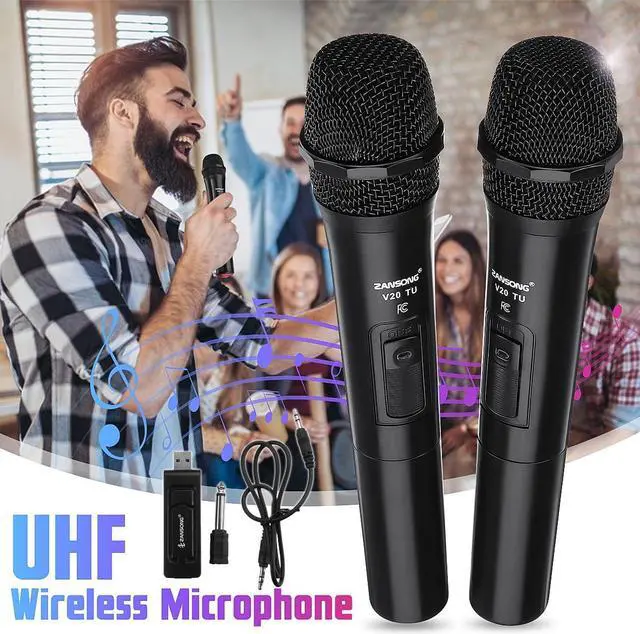 Alt view image 4 of 5 - 2-Pack Dual USB Professional VHF Wireless Microphone System Kits with Receiver for Karaoke, Operates frequency 658.8  658.8 Mhz band, Voice Amplifier, Sing, Speech Conference etc