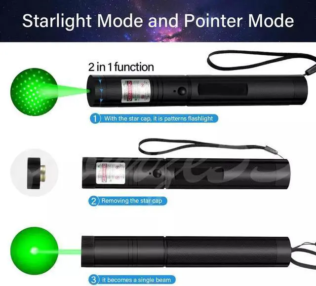 Alt view image 6 of 7 - 990 Miles Beam Green Laser Pointer Pen 532nm Lazer Torch USB Rechargeable