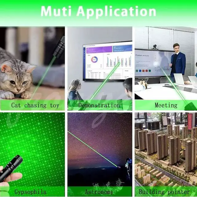 Alt view image 5 of 7 - 990 Miles Beam Green Laser Pointer Pen 532nm Lazer Torch USB Rechargeable