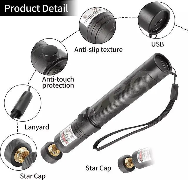 Alt view image 3 of 7 - 990 Miles Beam Green Laser Pointer Pen 532nm Lazer Torch USB Rechargeable