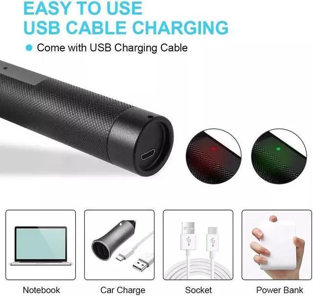 Alt view image 7 of 7 - 2X 5000Mile 532nm Green Laser Pointer Pen Light Star Beam USB Rechargeable Lazer