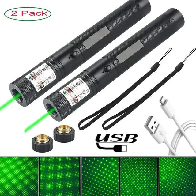 Main image of 2X 5000Mile 532nm Green Laser Pointer Pen Light Star Beam USB Rechargeable Lazer