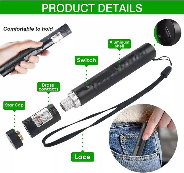 Alt view image 4 of 7 - 990Miles Rechargeable Lazer Green Laser Pointer Pen Astronomy Visible Beam Light