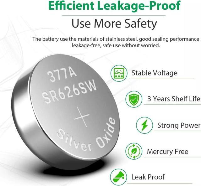 Alt view image 2 of 7 - 10 x OEM SPEC 377 376 364 363 WATCH BATTERY SR626SW SR626W Silver Oxide Battery