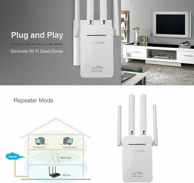Alt view image 2 of 7 - 1200Mbps WiFi Range Extender Repeater Wireless Amplifier Router Signal Booster
