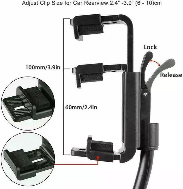 Alt view image 4 of 6 - Universal 360° Car Rearview Mirror Mount Stand Holder Cradle For Cell Phone GPS