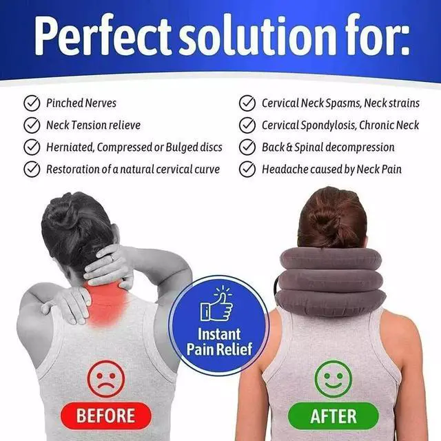 Alt view image 6 of 7 - Cervical Neck Traction Device Collar Brace Support Pain Relief Stretcher Therapy