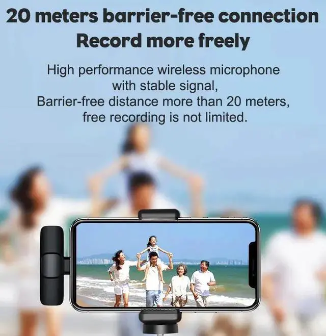 Alt view image 4 of 7 - Lavalier Microphone Wireless Audio Video Recording Mini Mic For Android/iPhone