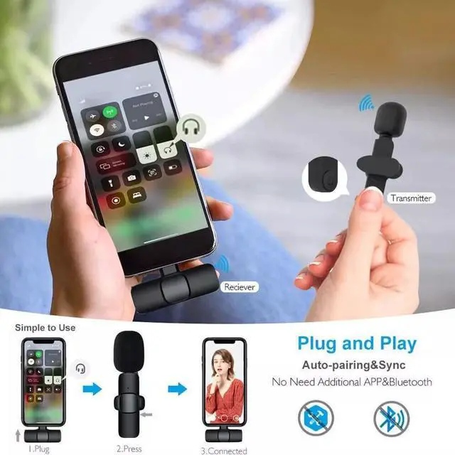 Alt view image 5 of 7 - Lavalier Microphone Wireless Audio Video Recording Mini Mic For Android/iPhone