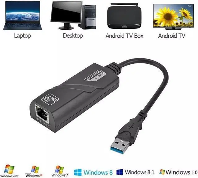 Alt view image 4 of 7 - USB 3.0 Gigabit Ethernet LAN RJ45 1000Mbps Network Adapter For Windows PC Mac