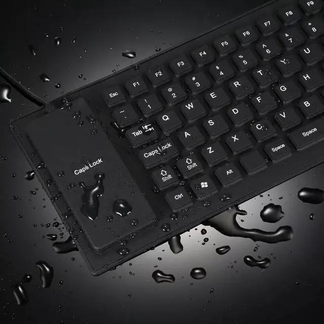Alt view image 2 of 7 - Waterproof Silicone Keyboard Foldable Flexible USB Dustproof DirtProof Full Size