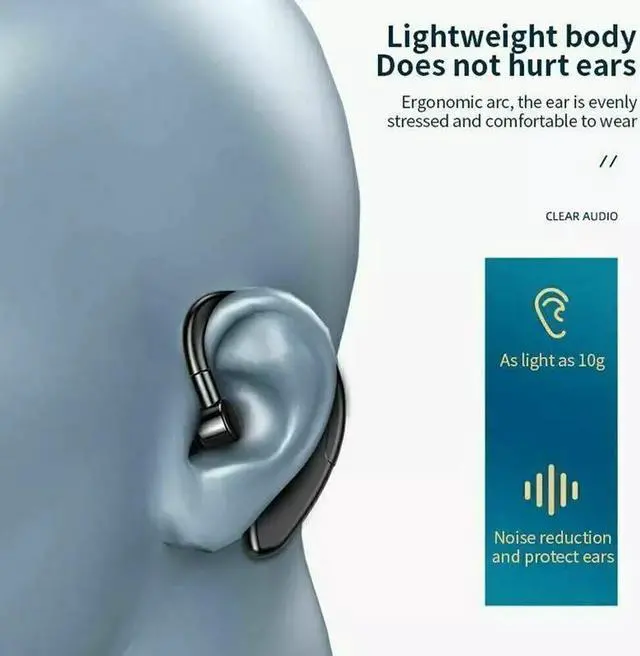 Alt view image 7 of 7 - Wireless Bluetooth 5.0 Earpiece Headset Driving Trucker Earbuds Noise Cancelling