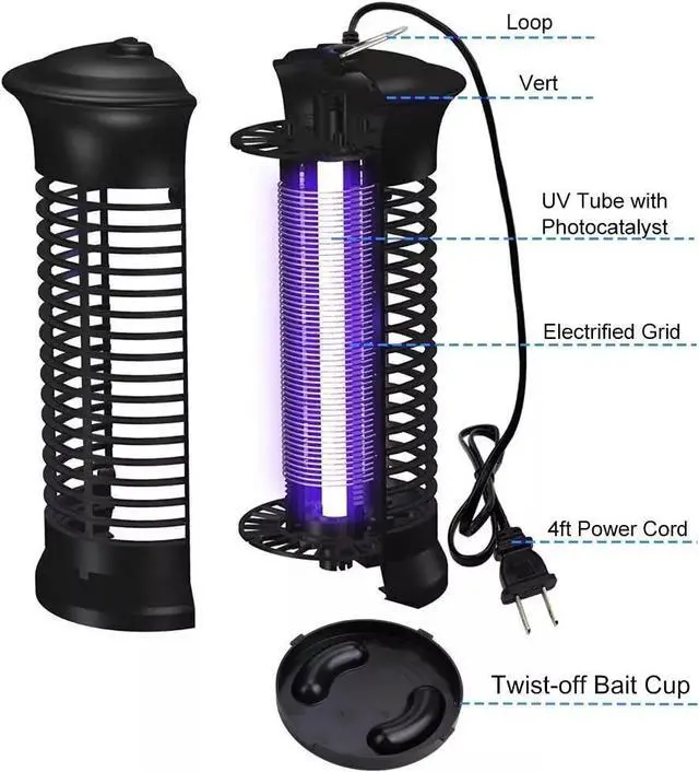 Alt view image 6 of 7 - Electric Fly Gnat Killer Lamp Pests Fly Insect Trap Mosquito Bug Zapper 4,000V