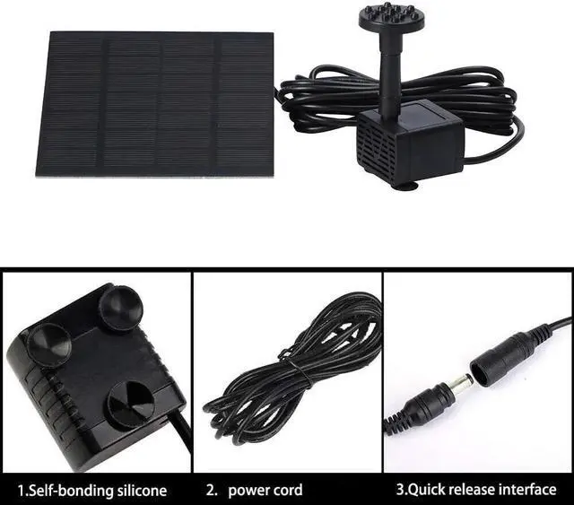 Alt view image 7 of 7 - Solar Power Fountain Submersible Floating Water Pump Bird Bath Pond Garden Pool