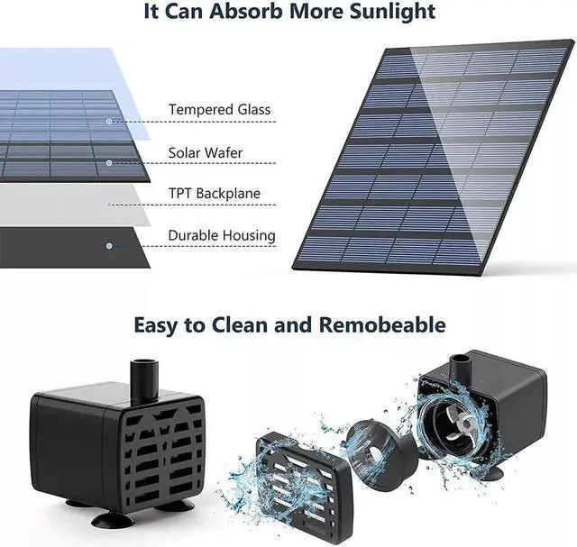 Alt view image 4 of 7 - Solar Power Fountain Submersible Floating Water Pump Bird Bath Pond Garden Pool