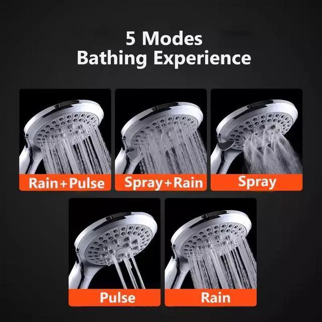 Alt view image 7 of 7 - High Pressure Shower Head 5 Settings Handheld Shower Heads Spray With 5 FT Hose