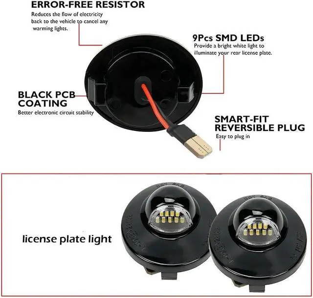 Alt view image 3 of 7 - 2X LED License Plate Light Rear Bumper Tag Assembly Lamp For Ford F150 F250 F350