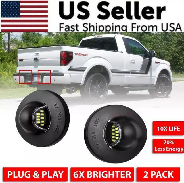Main image of 2X LED License Plate Light Rear Bumper Tag Assembly Lamp For Ford F150 F250 F350