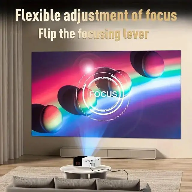 Alt view image 2 of 7 - Portable 4K HD Mini Projector with Built-in Speaker, Multi-Device Compatible for Outdoor Movie Nights, Camping, Office Meetings, and Halloween Gifts