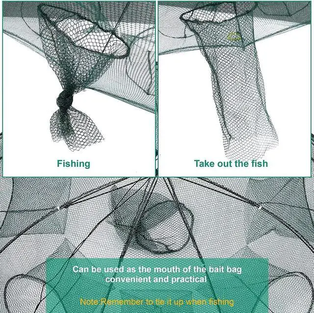 Alt view image 6 of 7 - Fishing Bait Trap Crab Net Crawdad Shrimp Cast Dip Cage Fish Minnow Foldable NEW