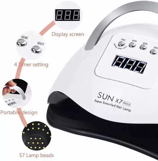 Alt view image 4 of 7 - 220W Nail Dryer LED Lamp UV Light Polish Gel Curing Machine Electric Manicure
