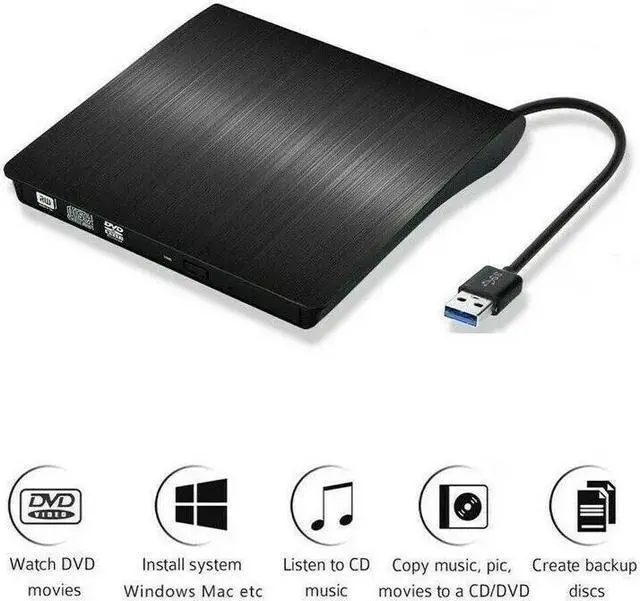 Alt view image 3 of 7 - Slim External CD DVD RW Drive USB 3.0 Writer Burner Player Black For Laptop PC