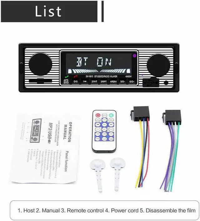 Alt view image 4 of 7 - Bluetooth Vintage Car FM Radio MP3 Player USB Classic Stereo Audio Receiver AUX
