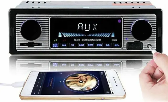 Alt view image 6 of 7 - Bluetooth Vintage Car FM Radio MP3 Player USB Classic Stereo Audio Receiver AUX
