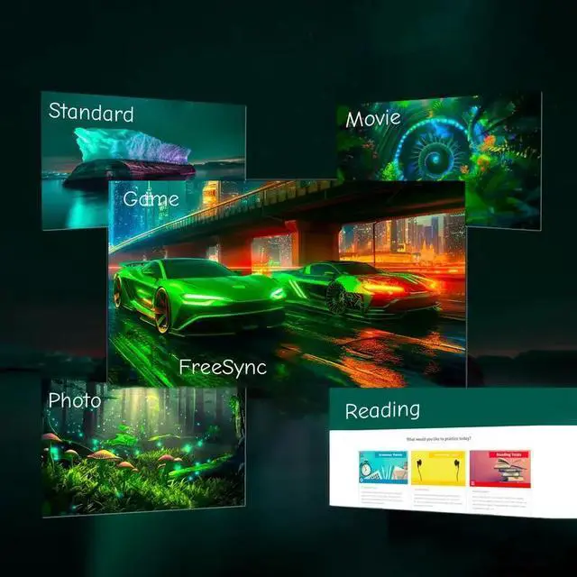 Alt view image 4 of 7 - GTQPS 20" FHD IPS Gaming Monitor with FreeSync, Blue Light Filter, Low Motion Blur, VESA Mount, 99% SRGB, HDTV, VGA, Black
