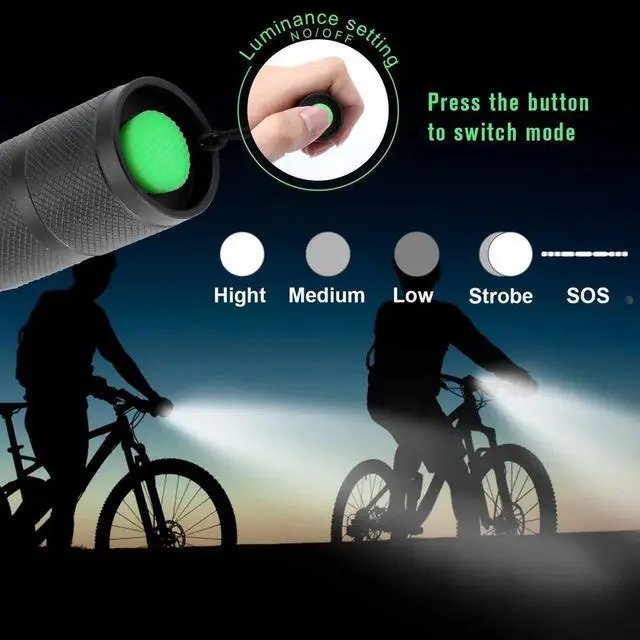 Alt view image 6 of 7 - Super-Bright 90000LM LED Tactical Flashlight 5 Modes Zoomable Torch Searchlight