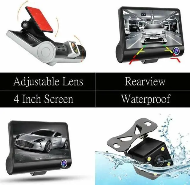 Alt view image 6 of 7 - 1080P 4" Dual Lens HD Car DVR Rearview Video Dash Cam Recorder Camera G-Sensor