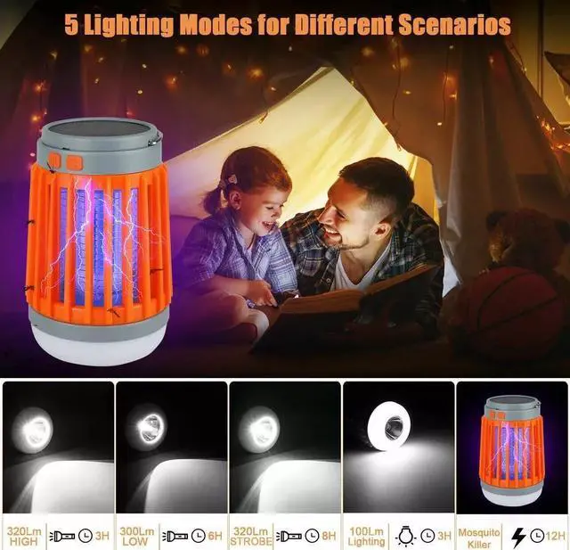 Alt view image 3 of 7 - Solar USB Mosquito Killer Light Electronic Fly Bug Insect Zapper Trap Pest Lamp