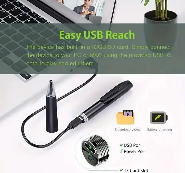 Alt view image 2 of 6 - 1pc Portable Camera With Video 1080P HD Security Camera Surveillance Camera Mini Camera Portable Camera Recording, Small Security Camera, Perfect For Lectures, Classrooms, Offices Come With 32G Card