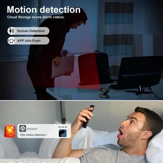 Alt view image 3 of 7 - HD WiFi Smart Clock Camera: Full Color Night Vision, Motion Detection, 1080P Security Camera with Long Battery Life