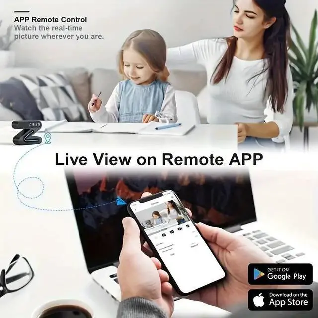 Alt view image 6 of 7 - HD WiFi Smart Clock Camera: Full Color Night Vision, Motion Detection, 1080P Security Camera with Long Battery Life