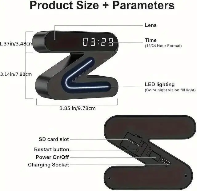 Alt view image 5 of 7 - HD WiFi Smart Clock Camera: Full Color Night Vision, Motion Detection, 1080P Security Camera with Long Battery Life