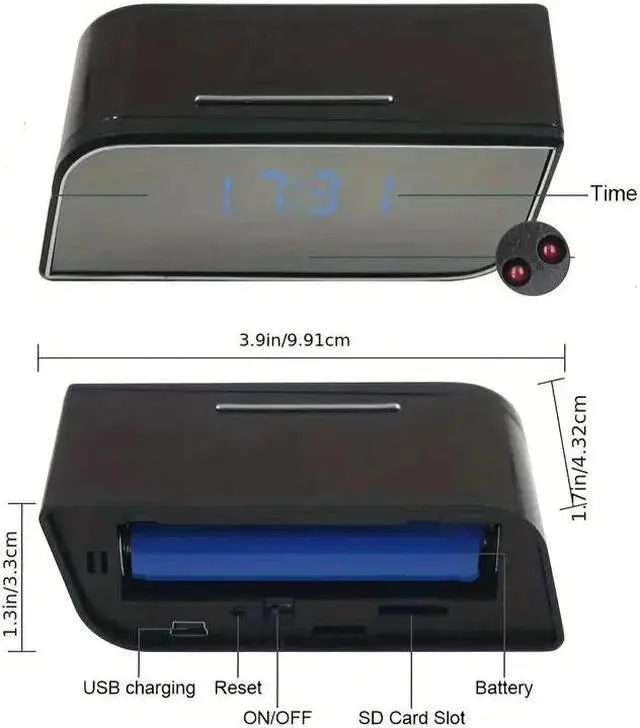 Alt view image 3 of 5 - 4K Camera Alarm Clock HD 1080P Hidden Cam Home Cam Video Recorder Night Vision Motion Detection Office Indoor